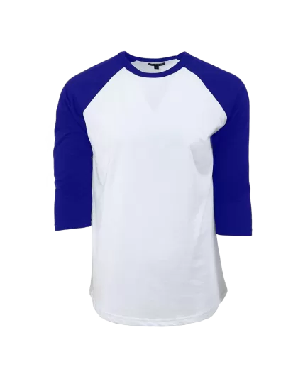 Casual 3/4 Sleeve Baseball T-Shirt blue cotton t-shirt